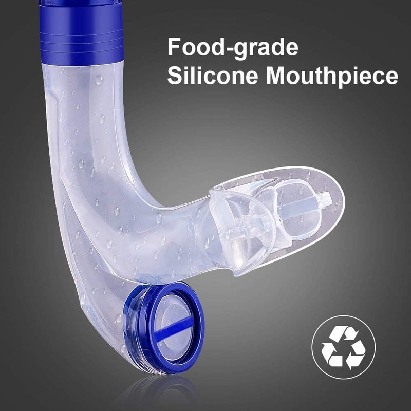 Focevi Adult Swim Snorkel, Blue, Silicone Mouthpiece, One-Way Purge Valve, Lightweight, Comfortable, Suitable for Freestyle, Backstroke, Butterfly, Breaststroke - Image 5